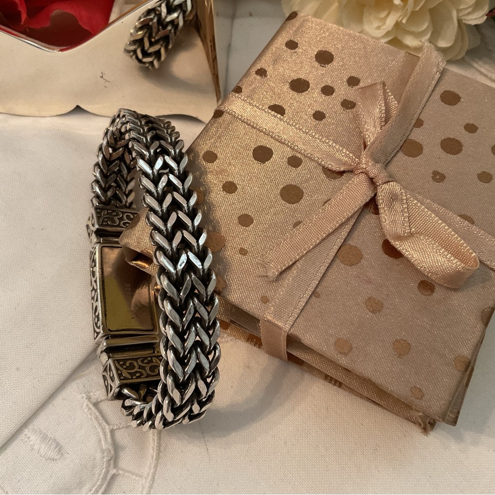 NEW WITHOUT TAGS 925 STERLING SILVER RUGGED Fleur De Lis Motif WOVEN BRACELETS - Picture 2 of 15